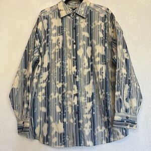 Pavo by La Strada‎ Cotton Mens Button Up Shirt Striped Abstract Cotton Casual XL